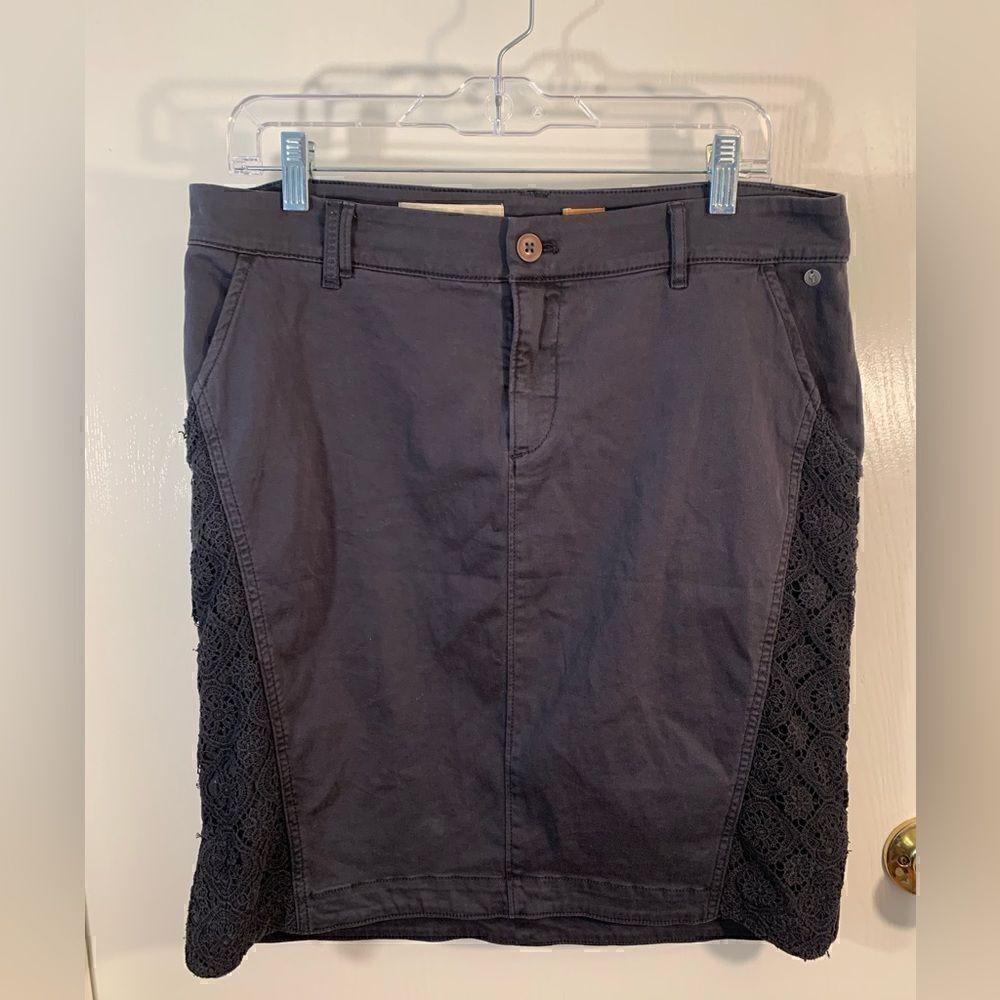 Pilcro and the letterpress black mid length denim skirt Size 31